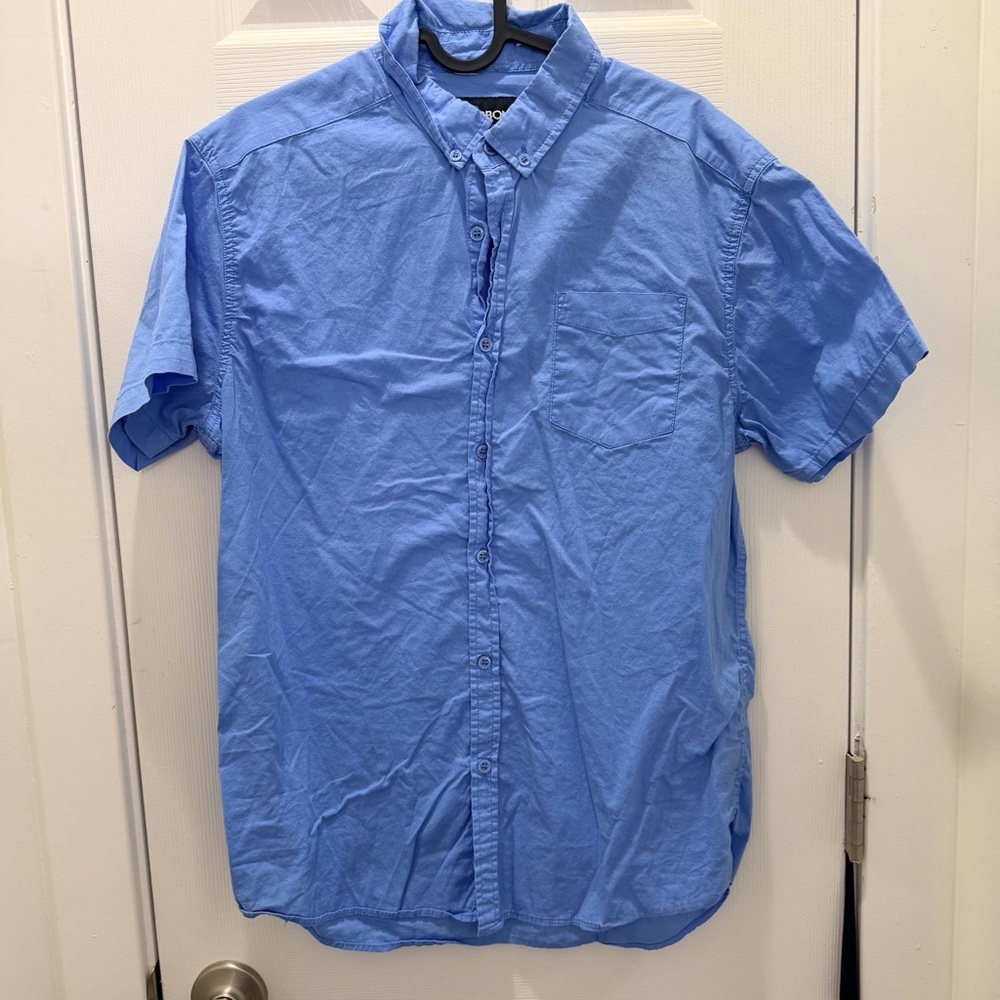 Carbon Light Blue Short-Sleeve Button-Down Shirt